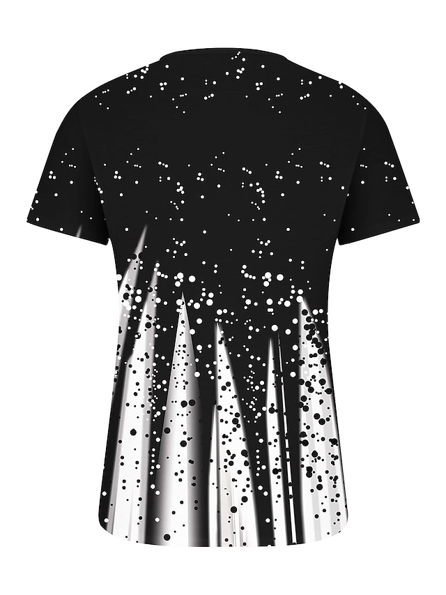 Elegant Black Henley Tunic with Butterfly Print and Button Detailing – Casual Short Sleeve V Neck Shirt for Stylish Outfits