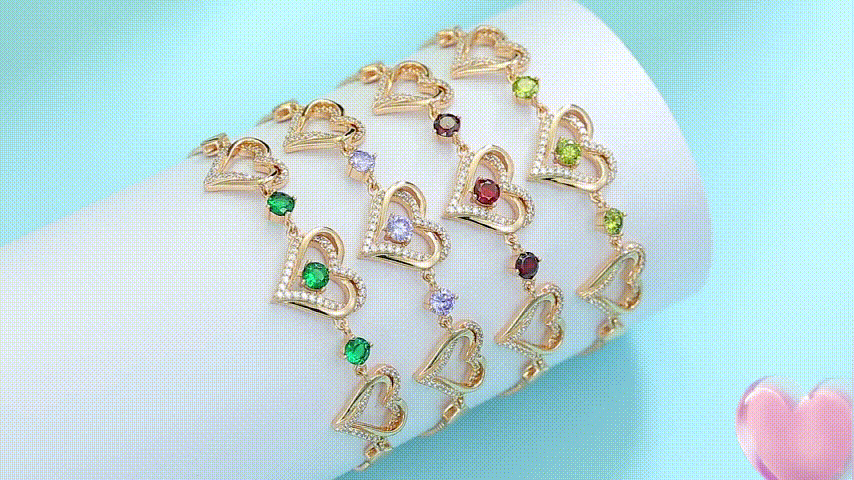 Customizable Birthstone Bracelet with Adjustable Center Buckle. For Mom, Wife, Daughter