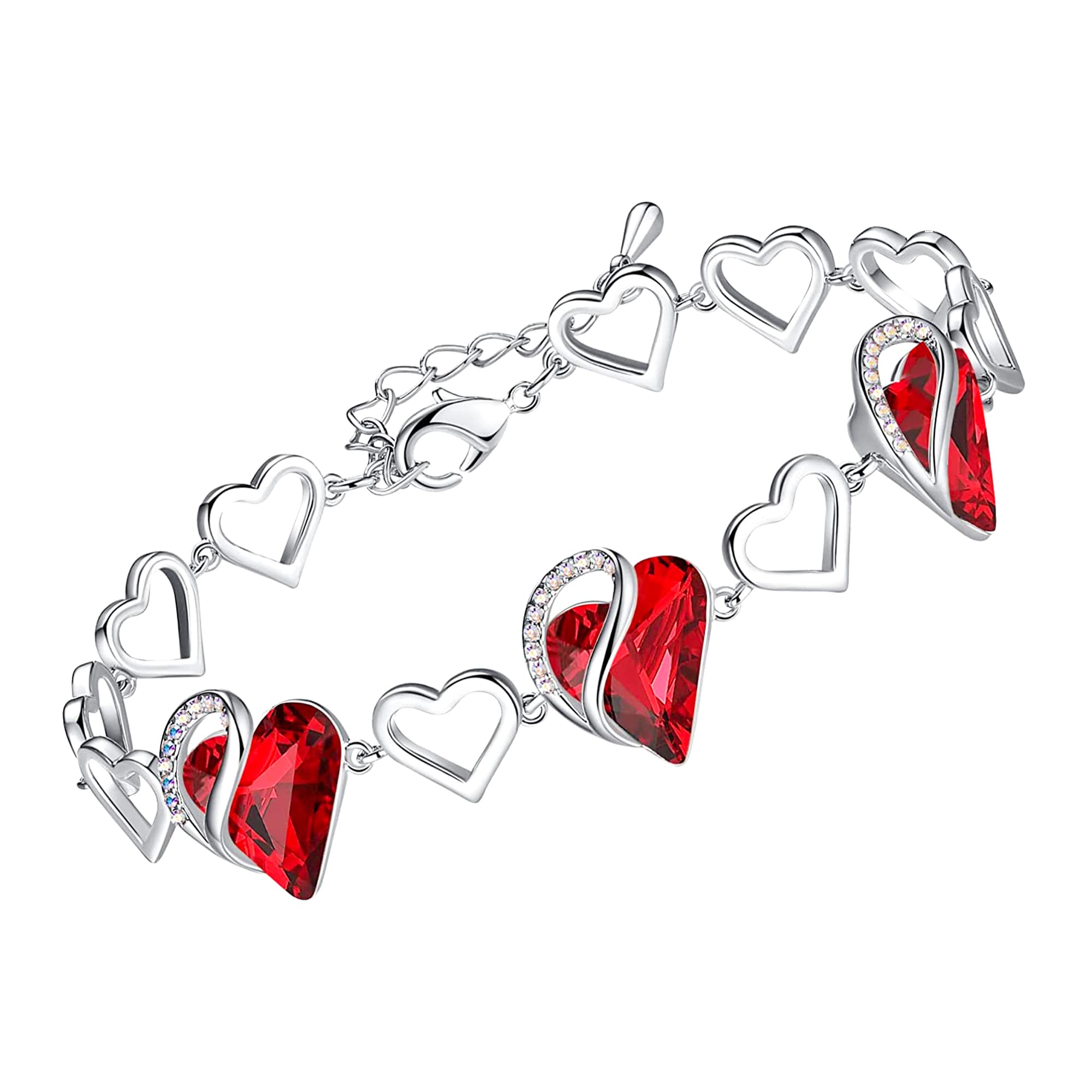 Women's Heart Birthstone Bracelet Ideal Gift for the Special Woman in Your Life